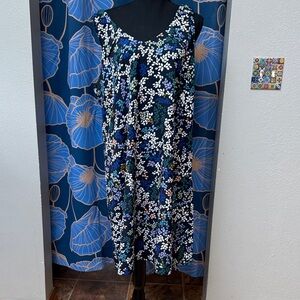 CAbi Navy Floral Sleeveless Midi Dress